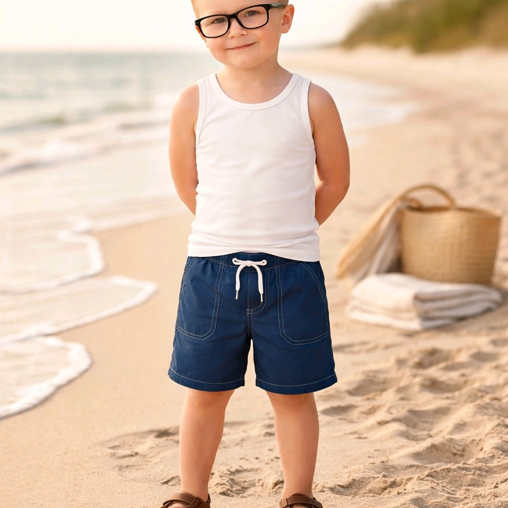 Oshkosh B'gosh Blue Swim Trunks Size 5 With White Stitching